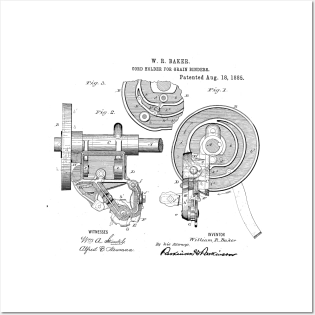 Cord holder for grain binder Vintage Patent Hand Drawing Wall Art by TheYoungDesigns